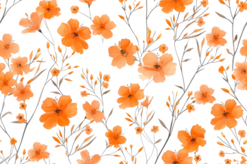 Vibrant Orange Floral Seamless Pattern