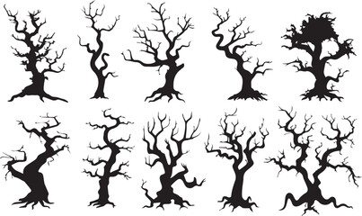 Set Trees. Hand drawn vector illustration