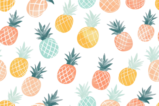 Pastel Fruit Pattern on Transparent Background