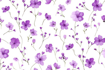Seamless Pastel Flowers on Transparent BG