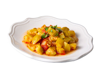 Traditional delicious Turkish food; Roasted Zucchini with Olive Oil. Turkish name; kabak cintmesi