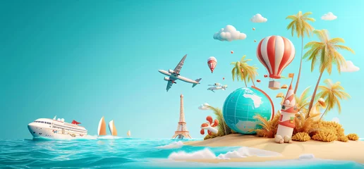 Photo sur Plexiglas Turquoise World Tourism Day celebrates landmarks and transport.
