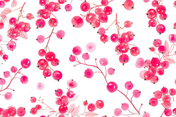 Seamless Pastel Berries Pattern on Transparent