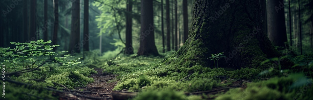 Wall mural beautiful forrest landscape in the sun