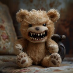 evil Teddie bear with scary teeth