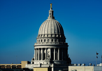 Wisconson State Capitol building concerning politics, law, and justice. 