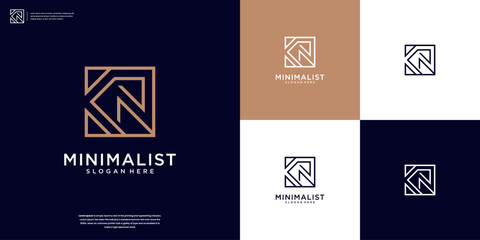 monogram letter K and N or KN logo design template