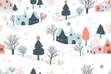 Pastel Winter Scene for Seamless Design