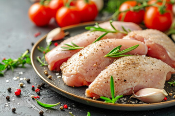 Uncooked Chicken Display on Dish