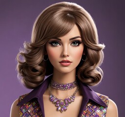 Fototapeta premium Dazzling Disco Dreams: Model Blossoms in '70s Chic
