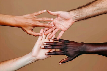 Cultivating Unity Through Diverse Hands - obrazy, fototapety, plakaty