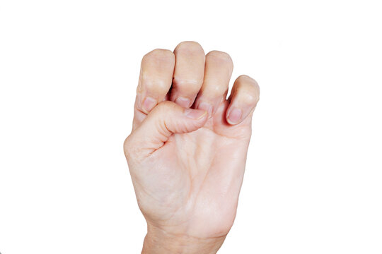 Close up of mature female hand pointing a finger