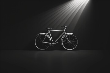 A sleek road bicycle with a shining light casting a shadow on the wall, symbolizing the thrill and freedom of cycling at night