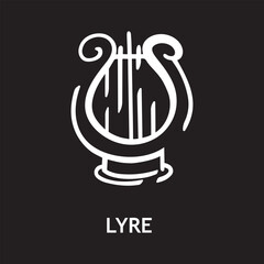 vector icon for lyre, musical instruments