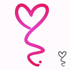 Pink love balloon, a hand drawn symbol of heart, expressing love