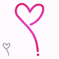 Pink love balloon, a hand drawn symbol of heart, expressing love