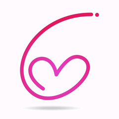 Pink love fruit with stem, a hand drawn symbol of heart, expressing love