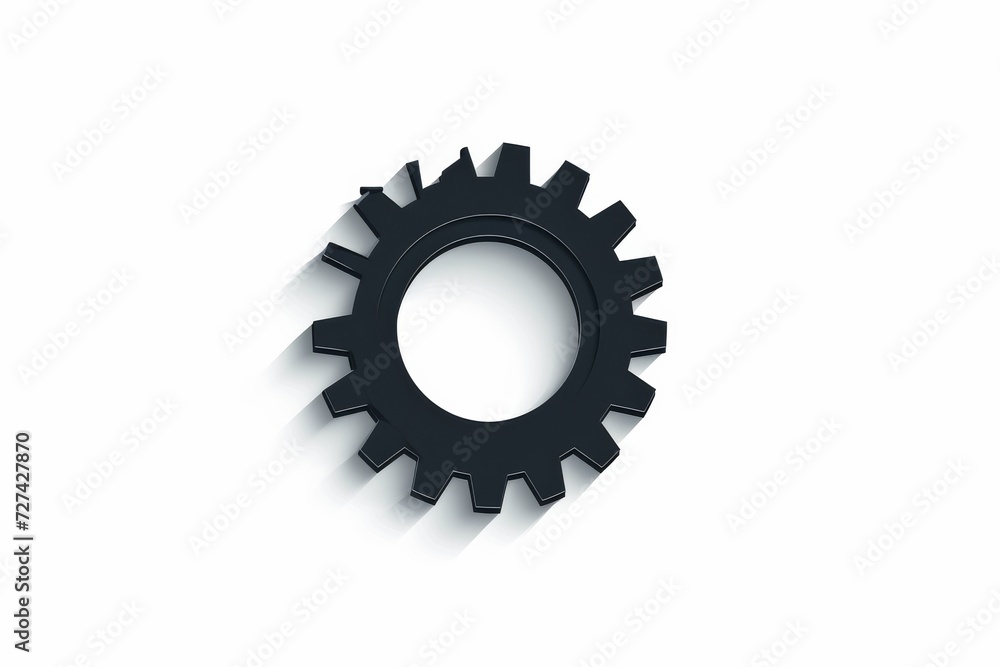 Poster a monochromatic contrast of a black gear with a white circle, symbolizing the delicate balance betwe