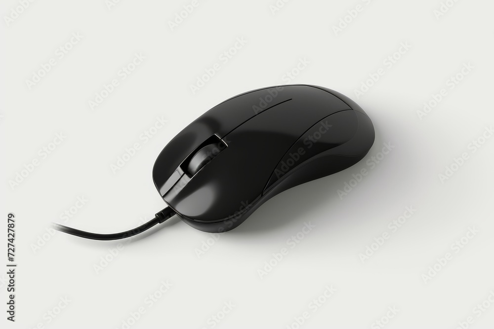 Poster A sleek and reliable tool for navigating the digital world, the black corded computer mouse adds a touch of efficiency and precision to any indoor workspace