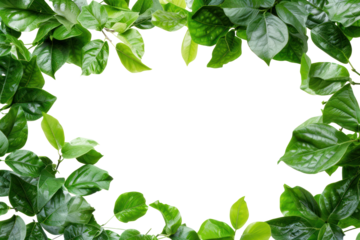Beautiful green frame with leaves, cut out - stock png.