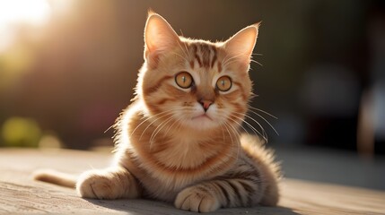 Cute cat with sunlight relax