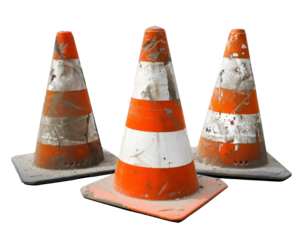 Traffic cone, cut out - stock png.