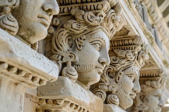Imagine a relief sculpture inspired by ancient temples.