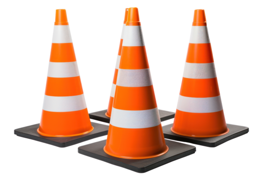 Traffic cone, cut out - stock png.