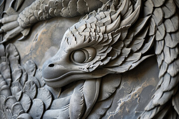 Design a relief sculpture depicting a mythological creature