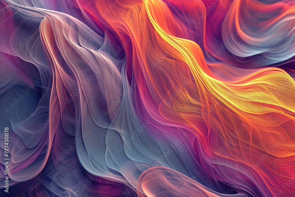 Poster create an abstract pattern of flowing ribbons, with dynamic lines and textures.