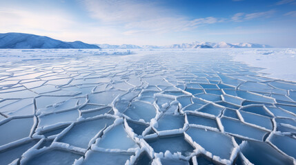 Obraz premium Majestic Ice Expanse With Mountainous Backdrop