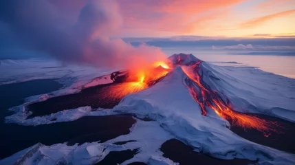 Foto op Canvas Volcano Erupts Lava Into the Sky © Pavlo