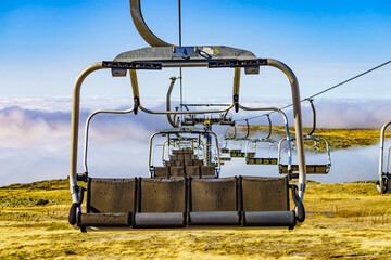 Chair lift in mountain, Serra da Estrela, Portugal