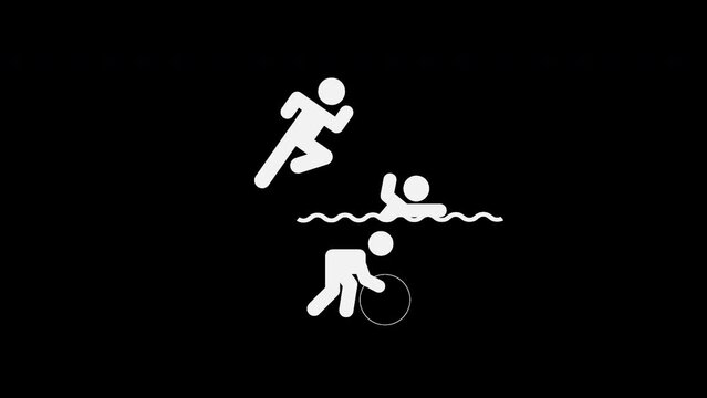 Pictograma de los Juegos Ol&iacute;mpicos en el centro con el deporte triatl&oacute;n con alpha