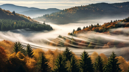 A View of a Mountain Range Covered in Fog