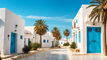 City of Sidi Bou Said in Tunisia houses