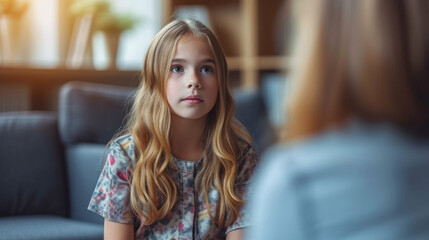 Child psychologist performs therapy session with girl