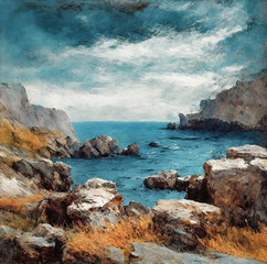 greek oil painting, landscape, art, watercolor, oil painting for printing, painting on canvas