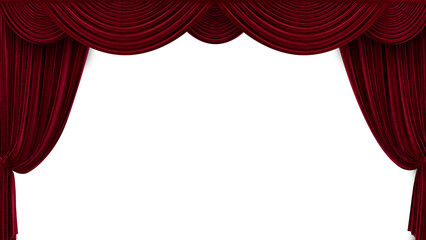 3d render Velvet red theater curtains with alpha channel