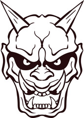 Obraz premium Oni Hannya Mask art 1 - outlined