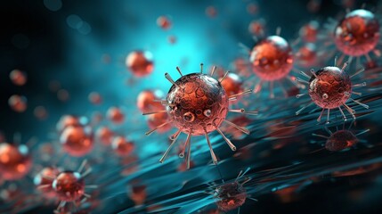 Obraz premium Blue Precision: Nanomedicine's Dance on the Cellular Stage