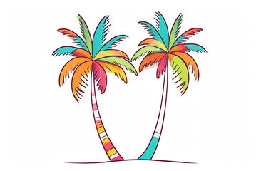 Illustration of two palm trees on a white background