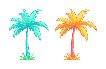 Fototapeta na wymiar Illustration of two palm trees on a white background