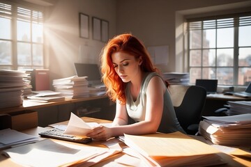 Corporate Flames: Redhead's Expertise Illuminating the Office