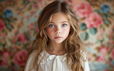 Young Girl With Blue Eyes and Long Hair - Powered by Adobe