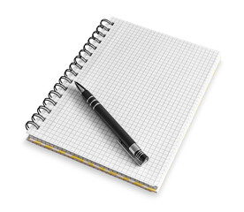 Top view of blank notepad isolated on transparent background