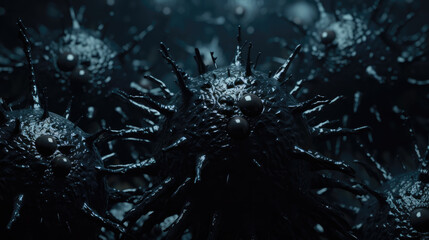 close-up look at a black virus