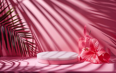 Pink Background With Pink Flower and Round Object