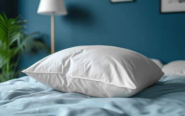 Fototapeta na wymiar White Pillow on Bed