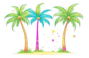 Fototapeta na wymiar Illustration of three palm trees on a white background